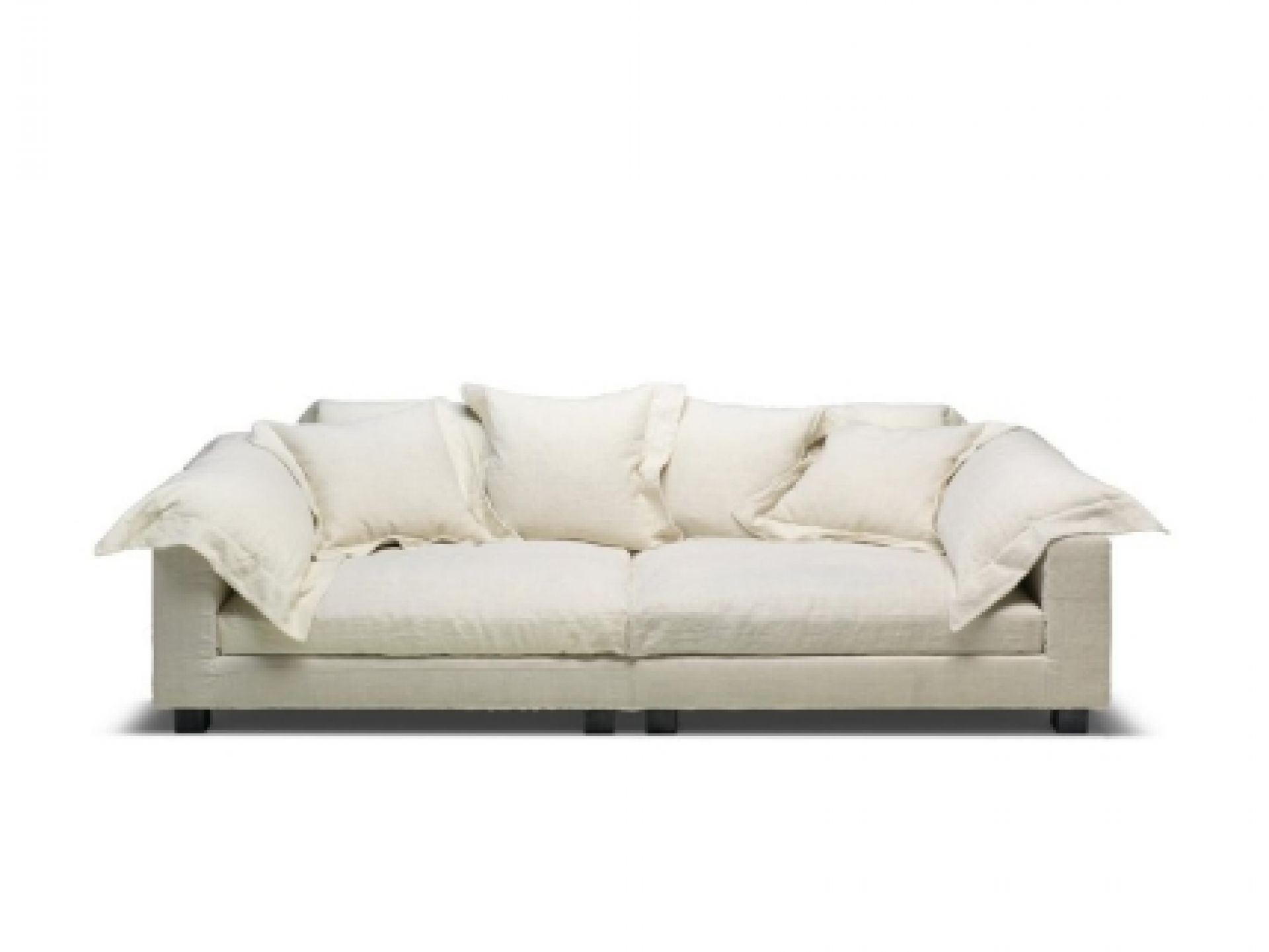 Beiges Nebula Nine Sofa von Moroso Diesel mit losen Kissen, 330x110 cm, für Wohnzimmer.